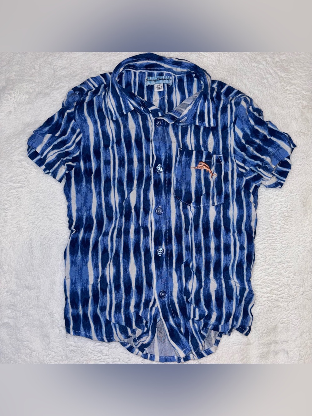 Tommy Bahama Navy & White Vertical Stripe Short-Sleeve Button Shirt